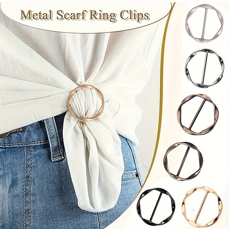 Clothes Corner Knotted Button Scarf Rings Clip Fashion Silk Buckle Heart  Metal Knot Button Lady Waist T-Shirt Tie Clips