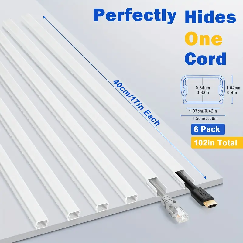Cord Hider For One Cord, Cable Hider, Paintable Wire Covers For Cords Wall,  Pvc Wire Hider, Single Cable Raceway For A Thick Extension Cord, Wall Cord  Concealer, 6xl W H, White - Temu