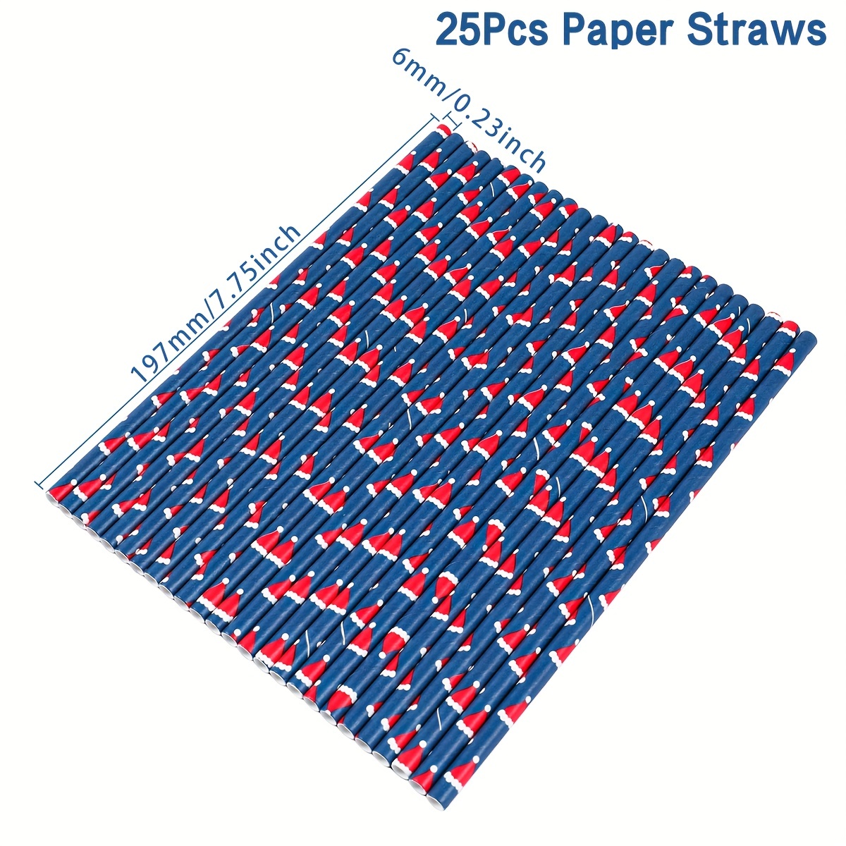 25pcs Christmas Paper Straws Snowflake Drinking Straw Merry