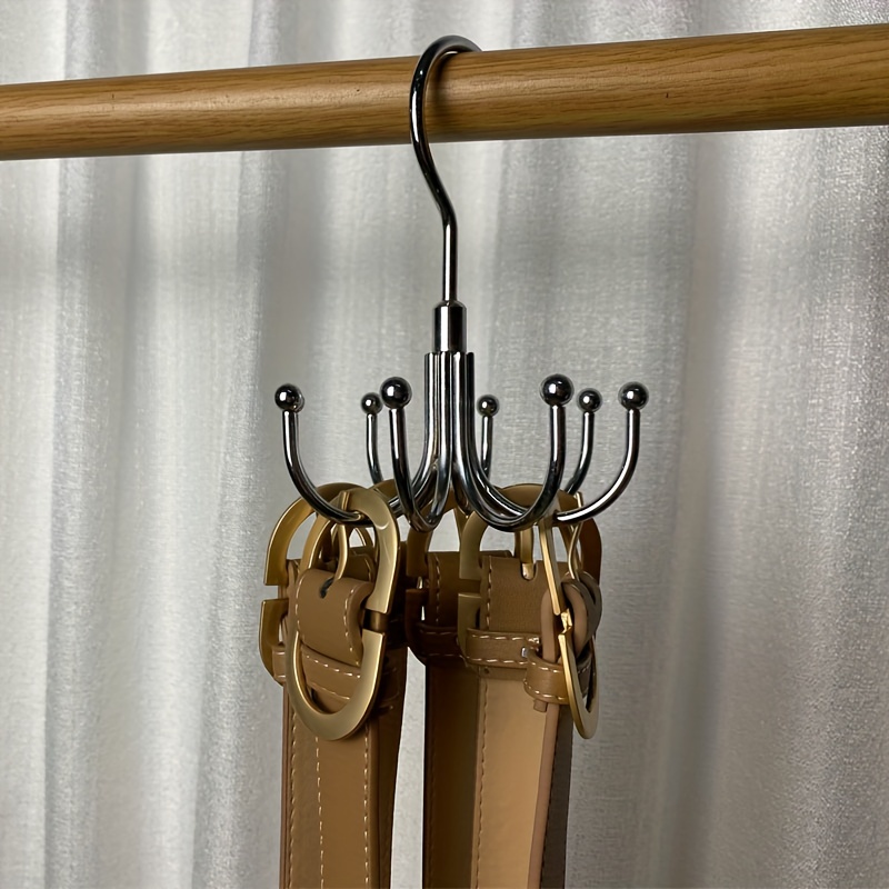 Stainless Steel Rotatable Rack Hook, Hanging Belt Hanger, 8-claw