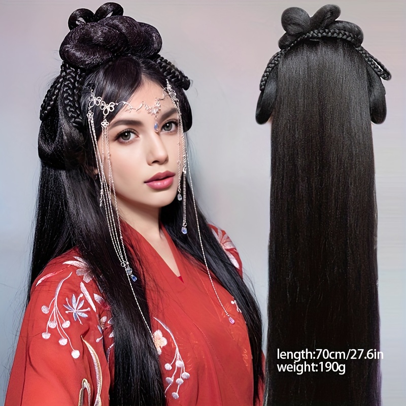 Half Wig Ancient Chinese Style Hair Hoop Wig Synthetic Hair Temu