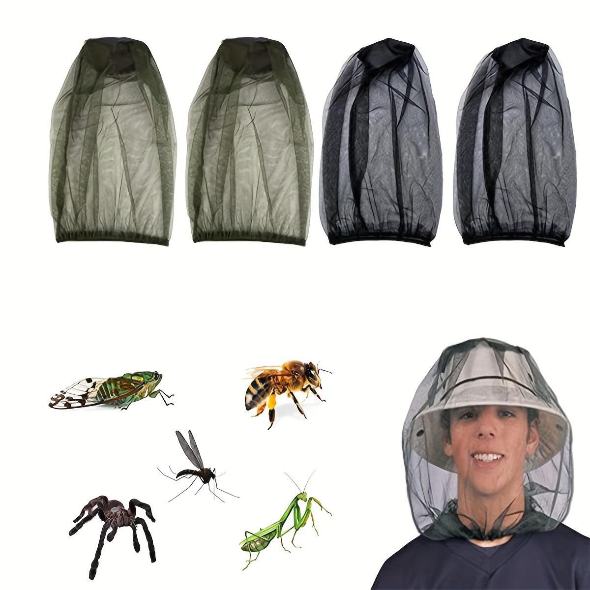 Green Anti mosquito Head Net Anti bee Mesh Head Face - Temu