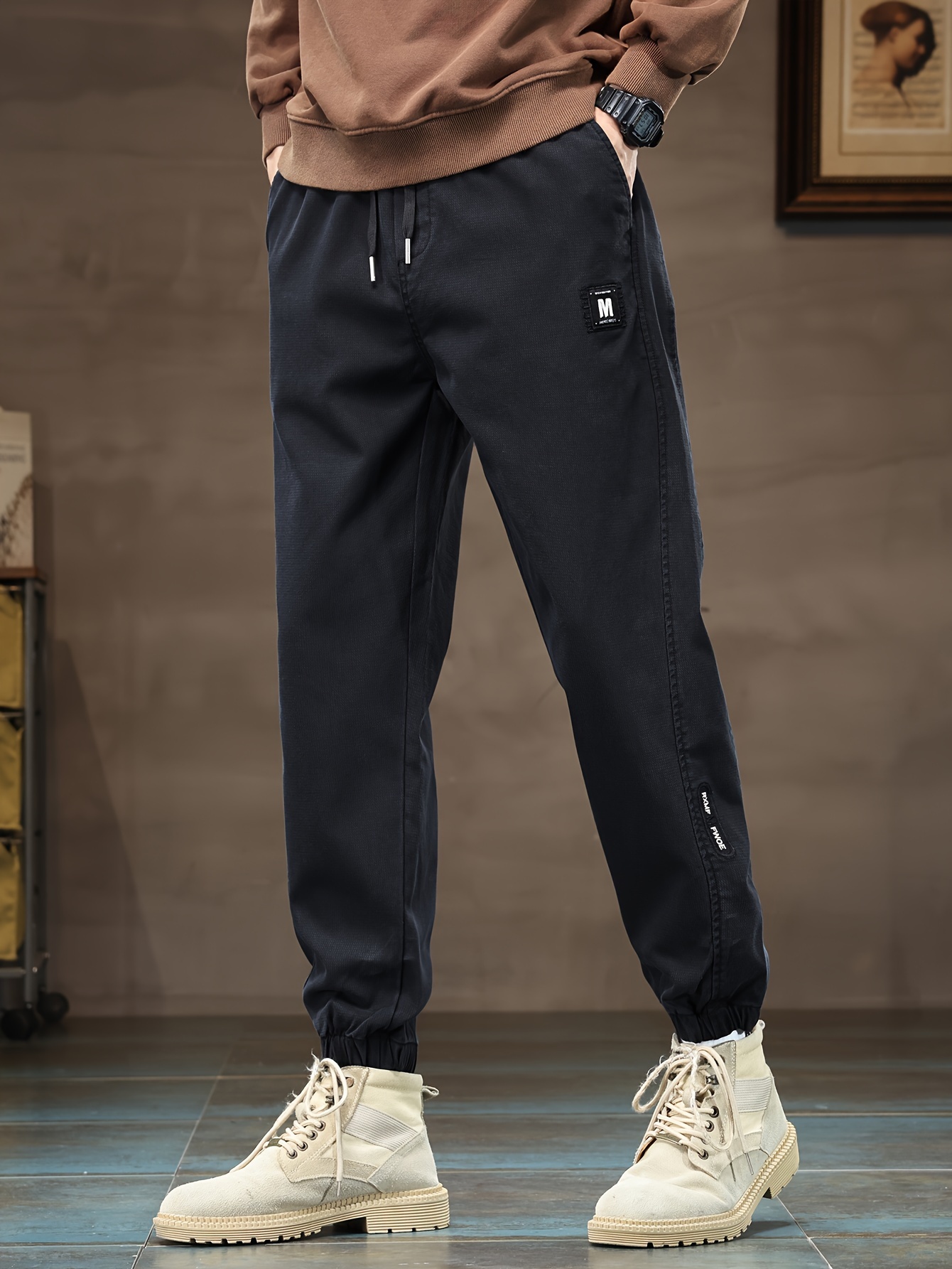 Embroidery letter best sale drawstring jogger sweatpants