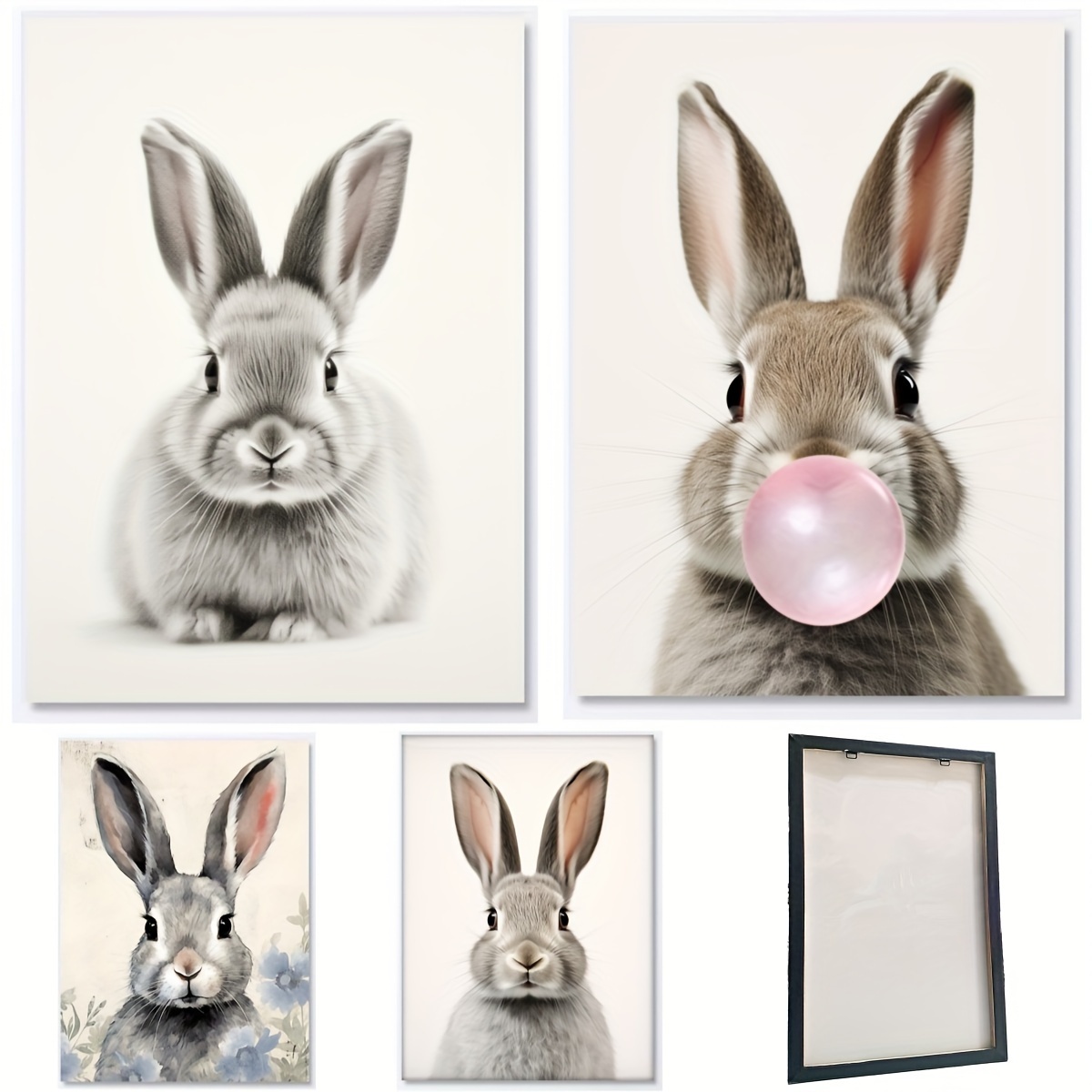1pc framed easter canvas print poster easter bunny canvas wall art artwork wall painting for bathroom bedroom office living room wall decor home decoration