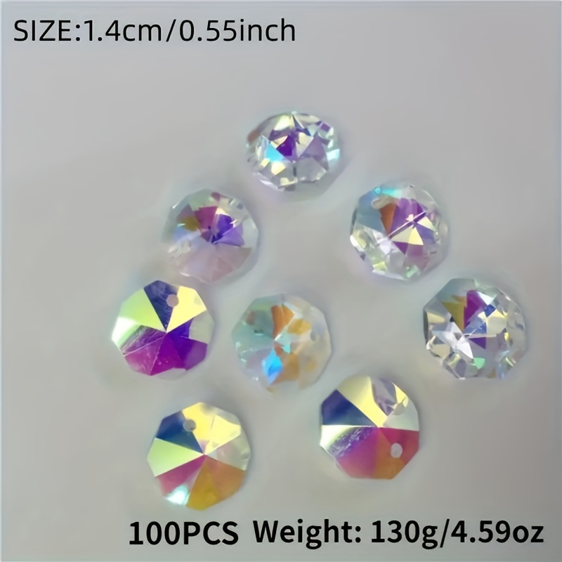 14mm Crystal Chandelier Prisms – 4-Hole Octagon Beads, K9 Glass, Clear, 100/1000 Pack, For Chandelier Parts, Curtain Beads, DIY Home Decor & Sun Catchers