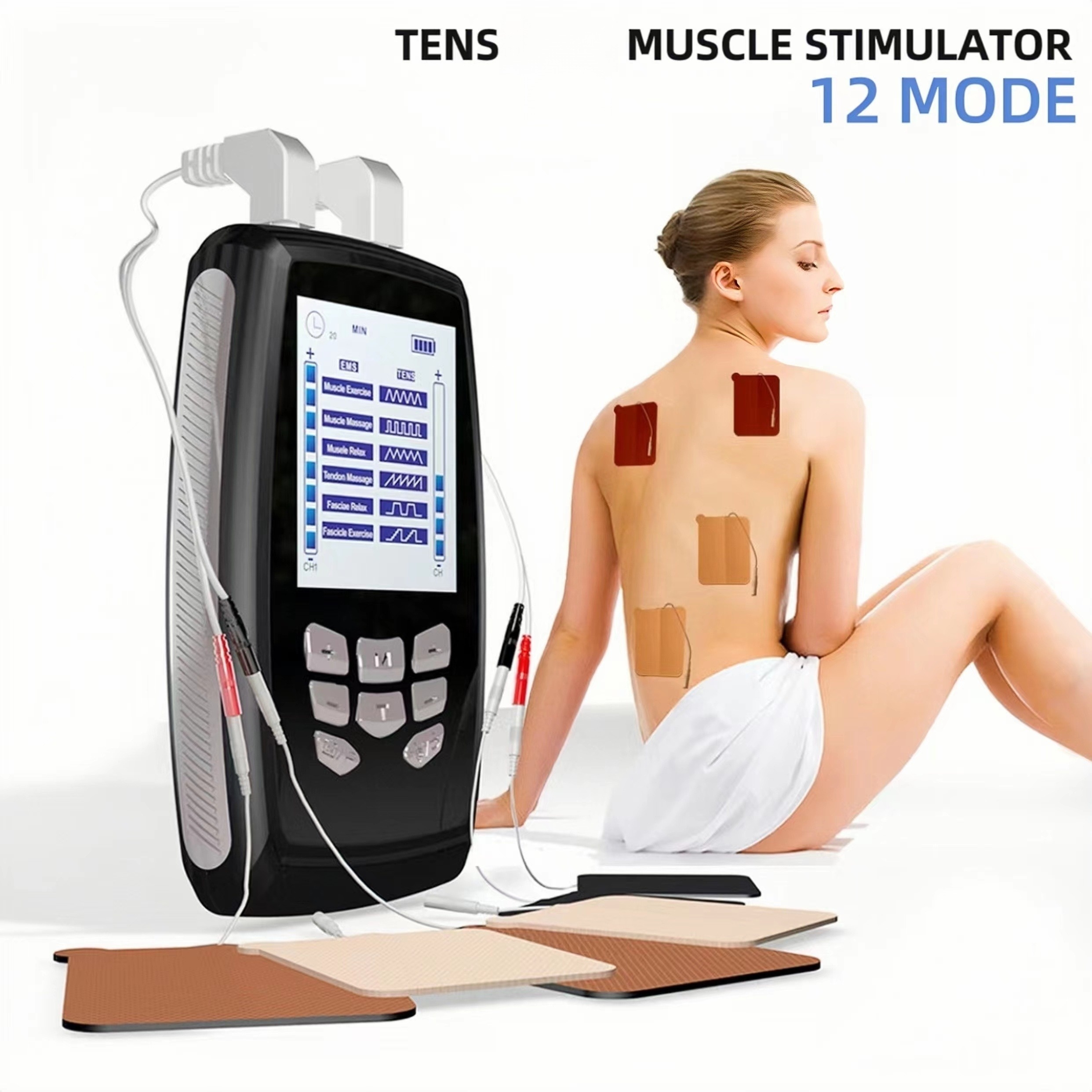 Maquina TENS Electroestimulador Muscular, Electrodos Fisioterapia