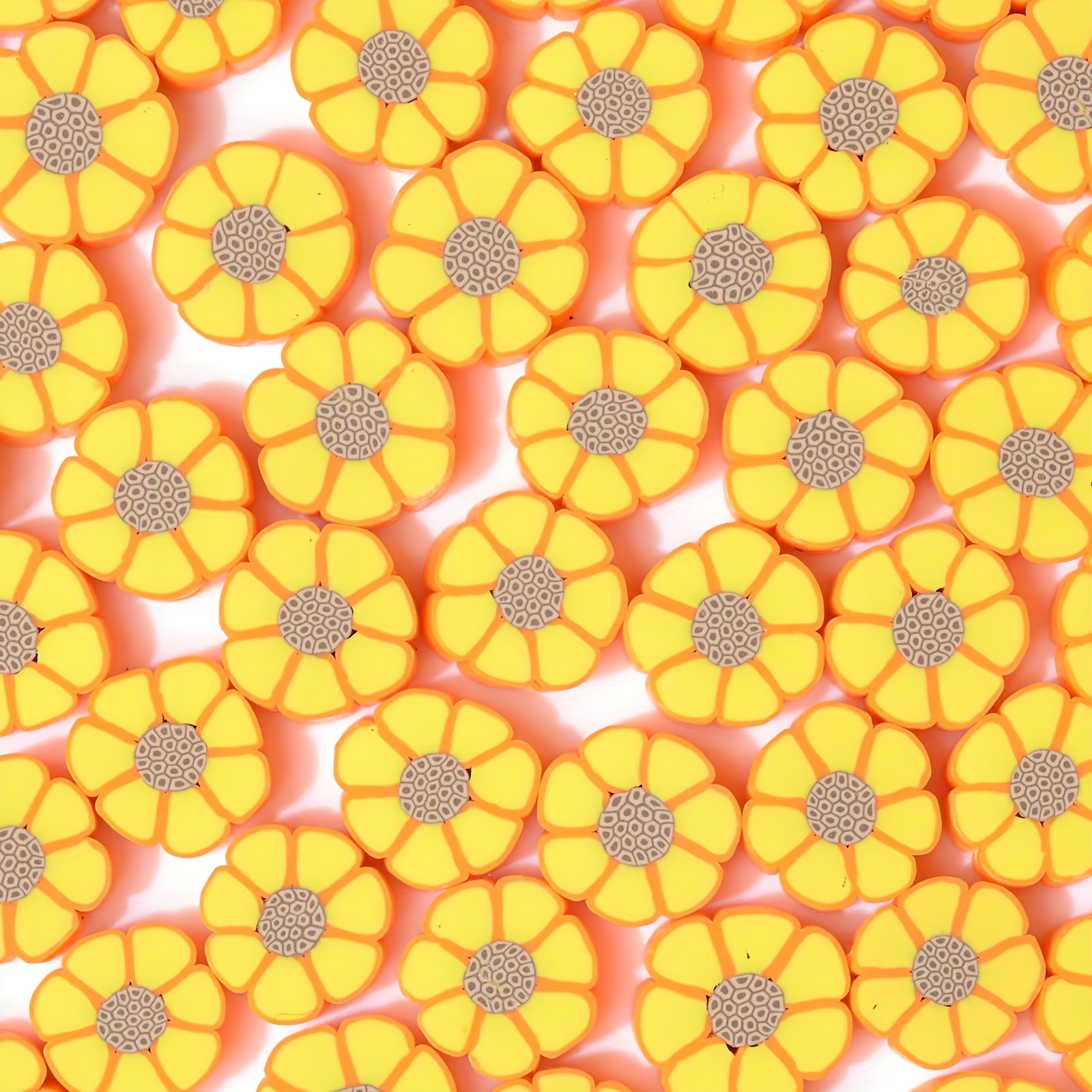 Polymer Clay Beads Yellow Sunflower Space Beads Diy Earrings - Temu