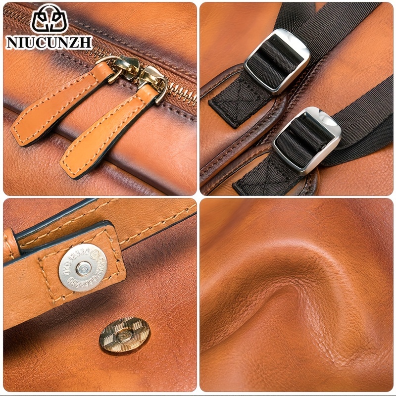 vintage genuine leather backpack laptop schoolbag mens shoulder bag