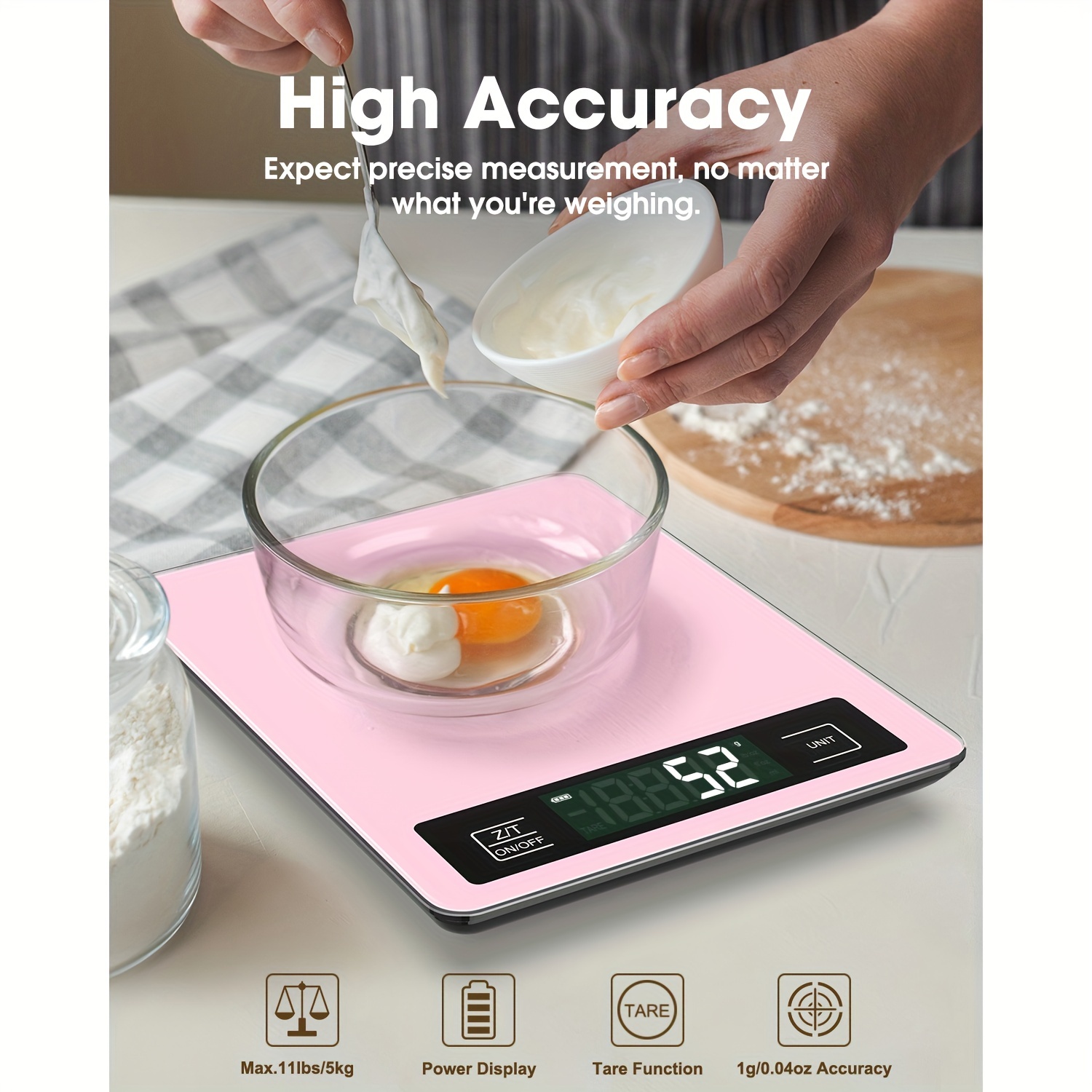 Mik-Nana Food Kitchen Scale, 5000g x 0.1g Digital Scale Grams and oz for  Cooking Baking Weight Loss, Keto, 0.1g/0.004oz Precise Graduation