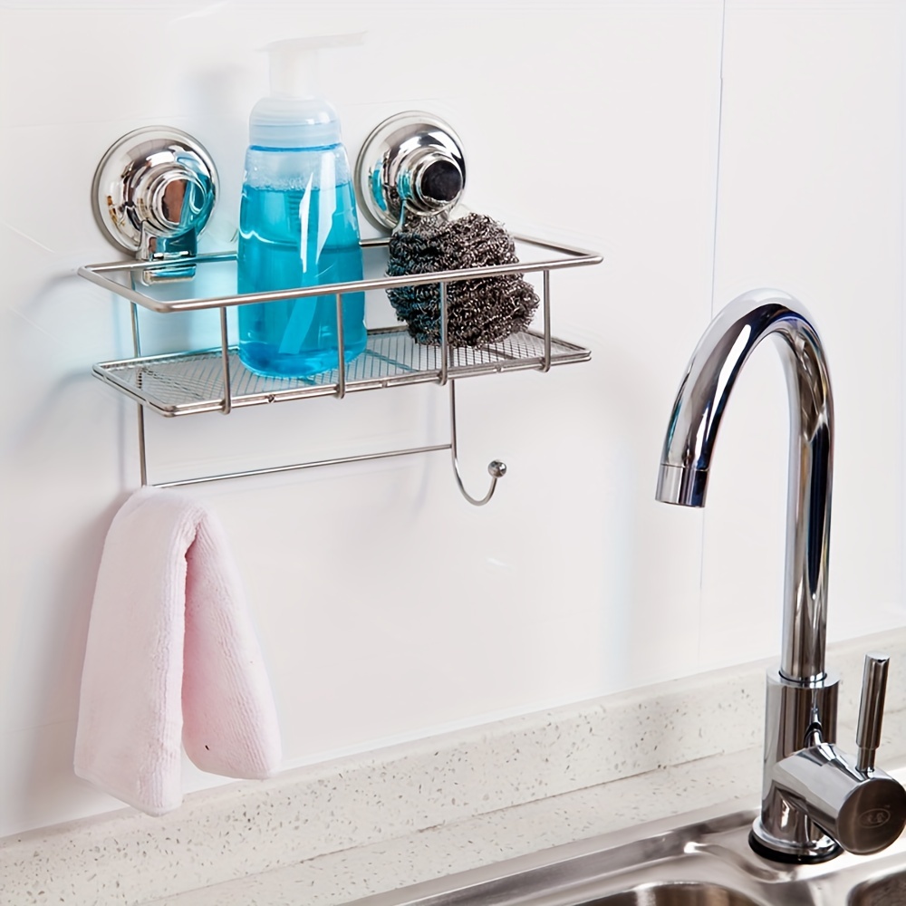 Stainless Steel Suction Cup Shower Caddy, Bathroom Shower Basket
