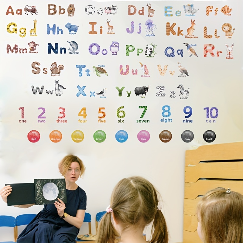 Alphabet Abc Number Stickers Classroom Wall Stickers Nursery - Temu