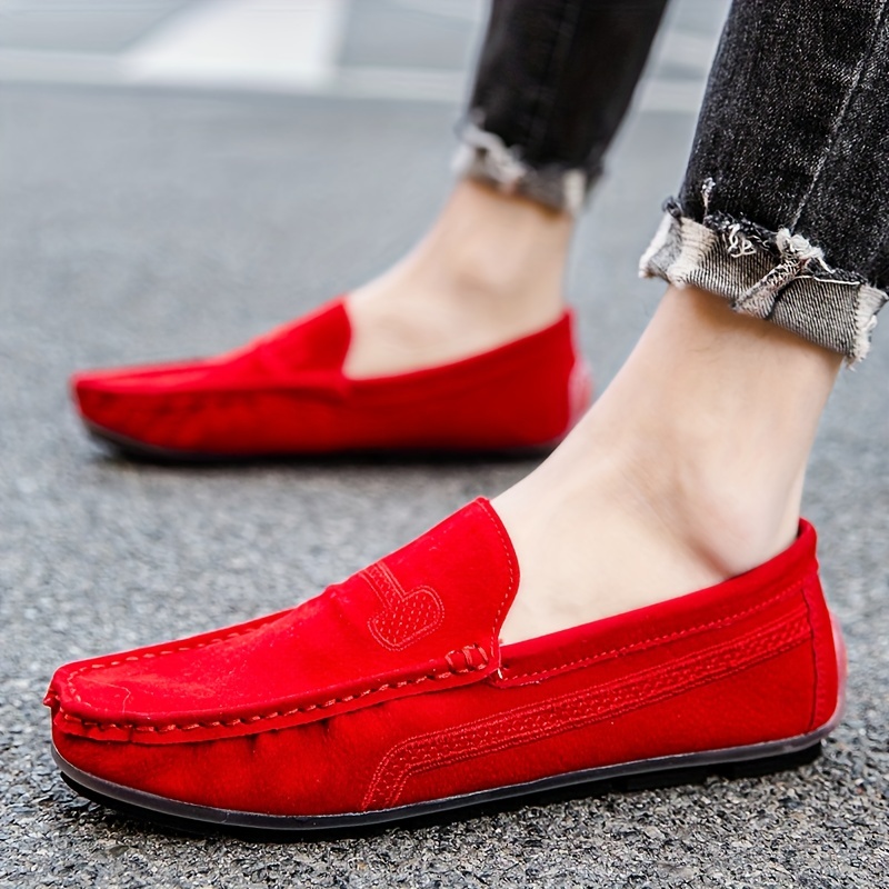 Women's Flat Red Loafers Lightweight Closed Toe Slip Shoes - Temu