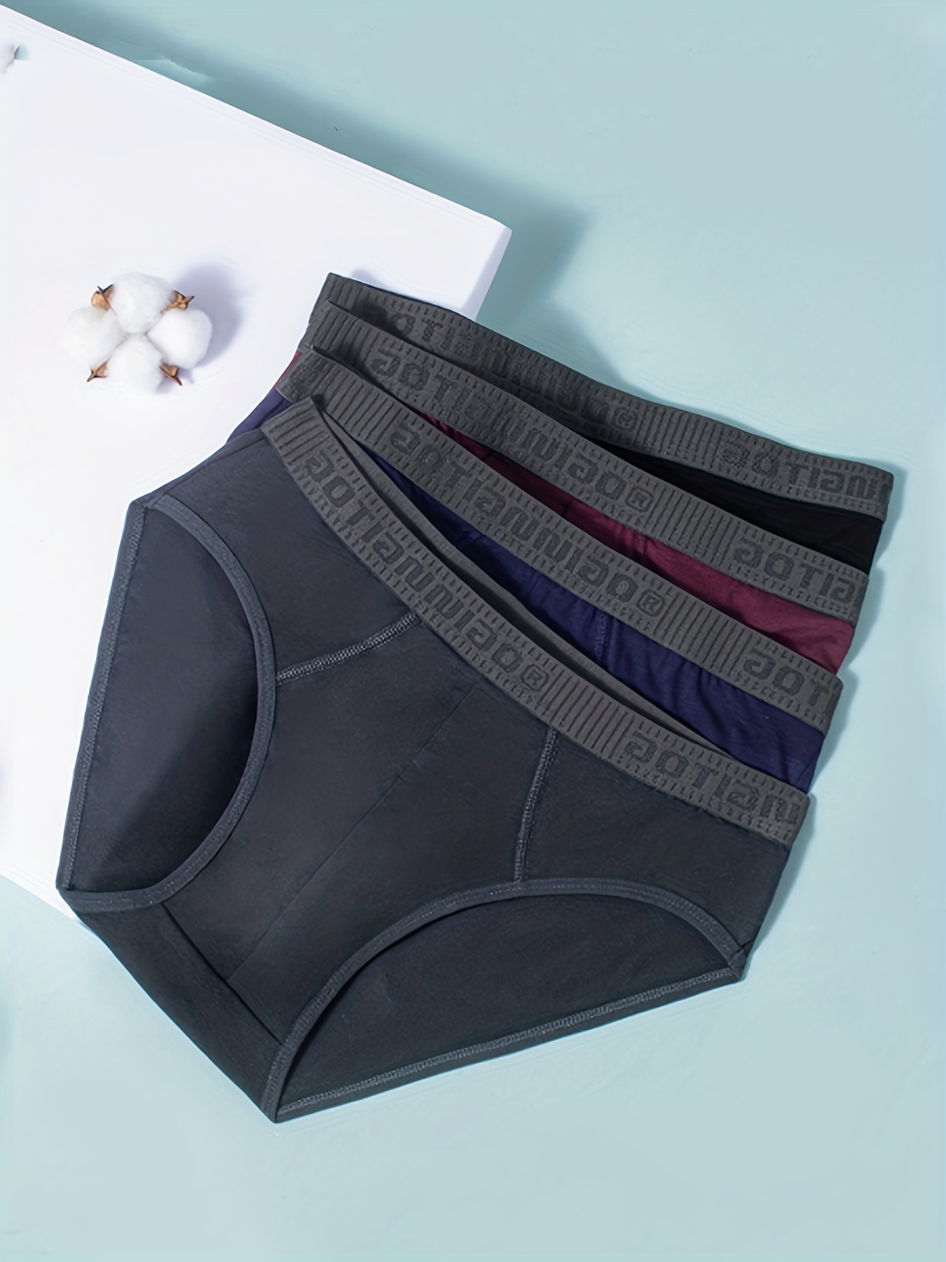 4packs Men's Cotton Breathable Comfortable Boxer Briefs Underwear