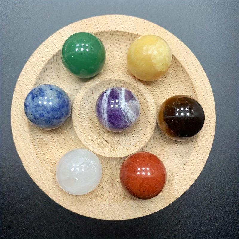 7PC Set 20MM Crystal Sphere Colorful Healing Stones