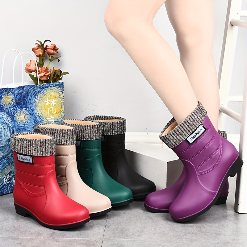 Botas Lluvia Térmicas Media Pantorrilla Mujer Zapatos - Temu