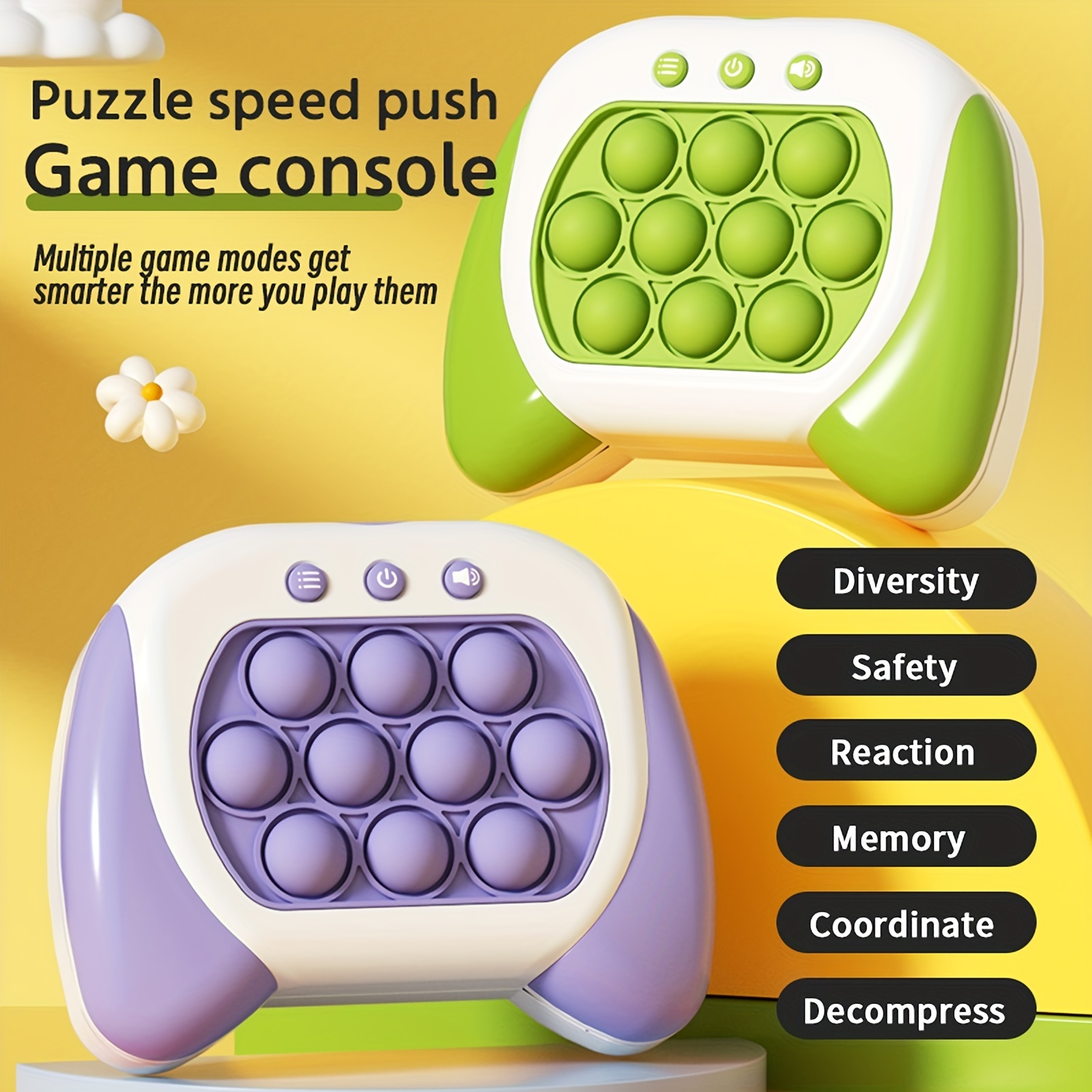 Electronic Light-up Pop Quick Push Game Console Fidget Toys Poppet Sensory  Toy Push Pop Bubble Toy Stress Relief Puzzle Game For Kid