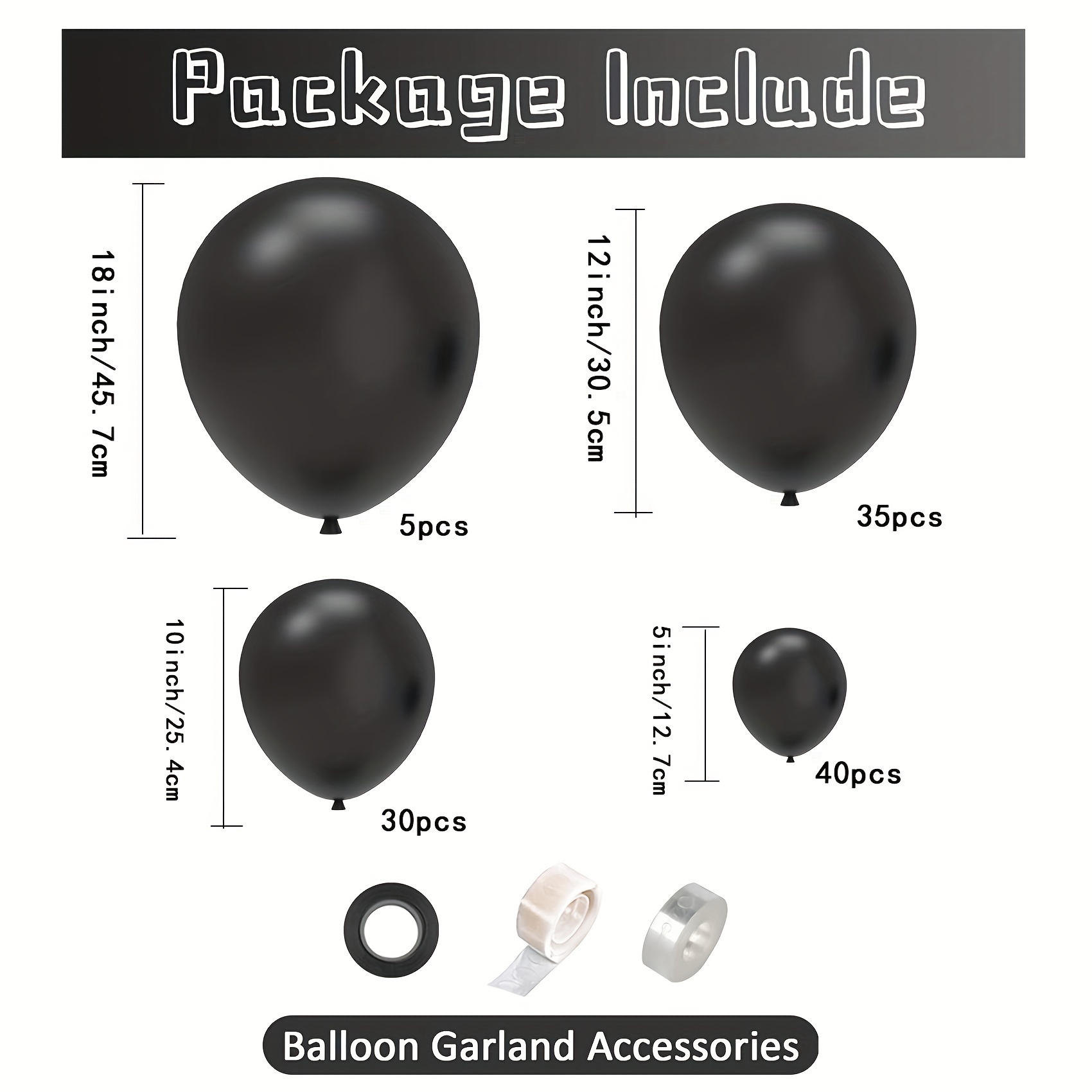  Black Balloons Different Sizes 110PCS 18/12/10/5 Inch Black Balloon  Garland Arch Kit Quality Latex Balloons Black Decorations for Party  Birthday Graduation Wedding : Toys & Games