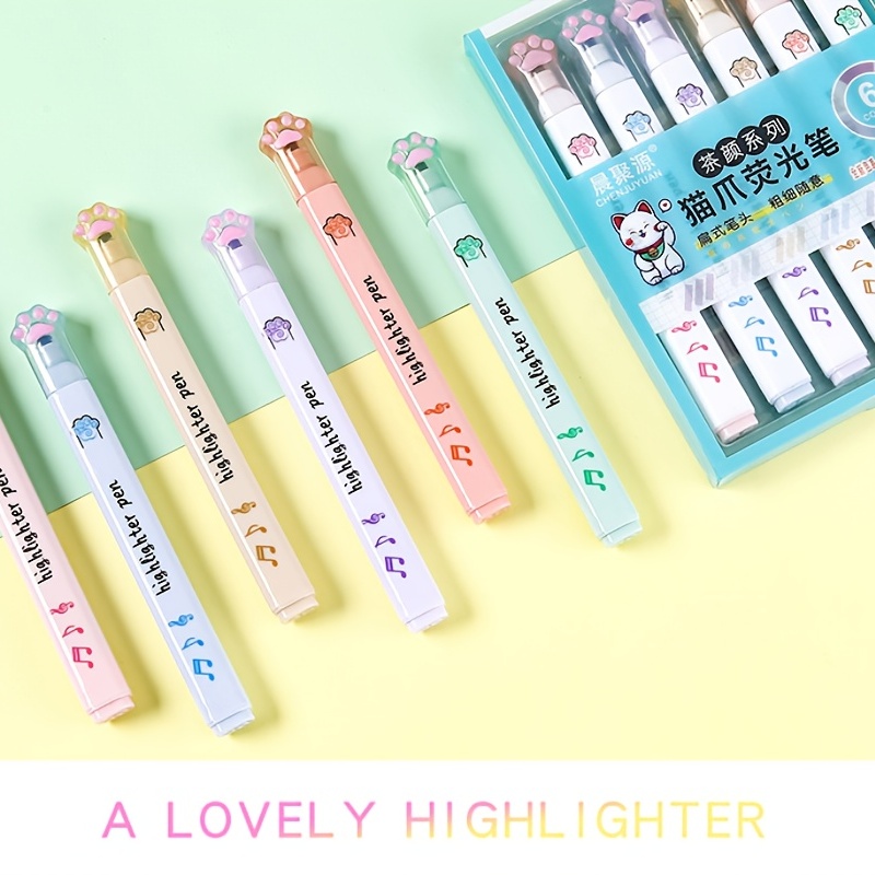 5 Colors/box Double Headed Highlighter Pen Set Fluorescent Markers  Highlighters Pens Art Marker Japanese Cute Kawaii Stationery,For School  students take notes
