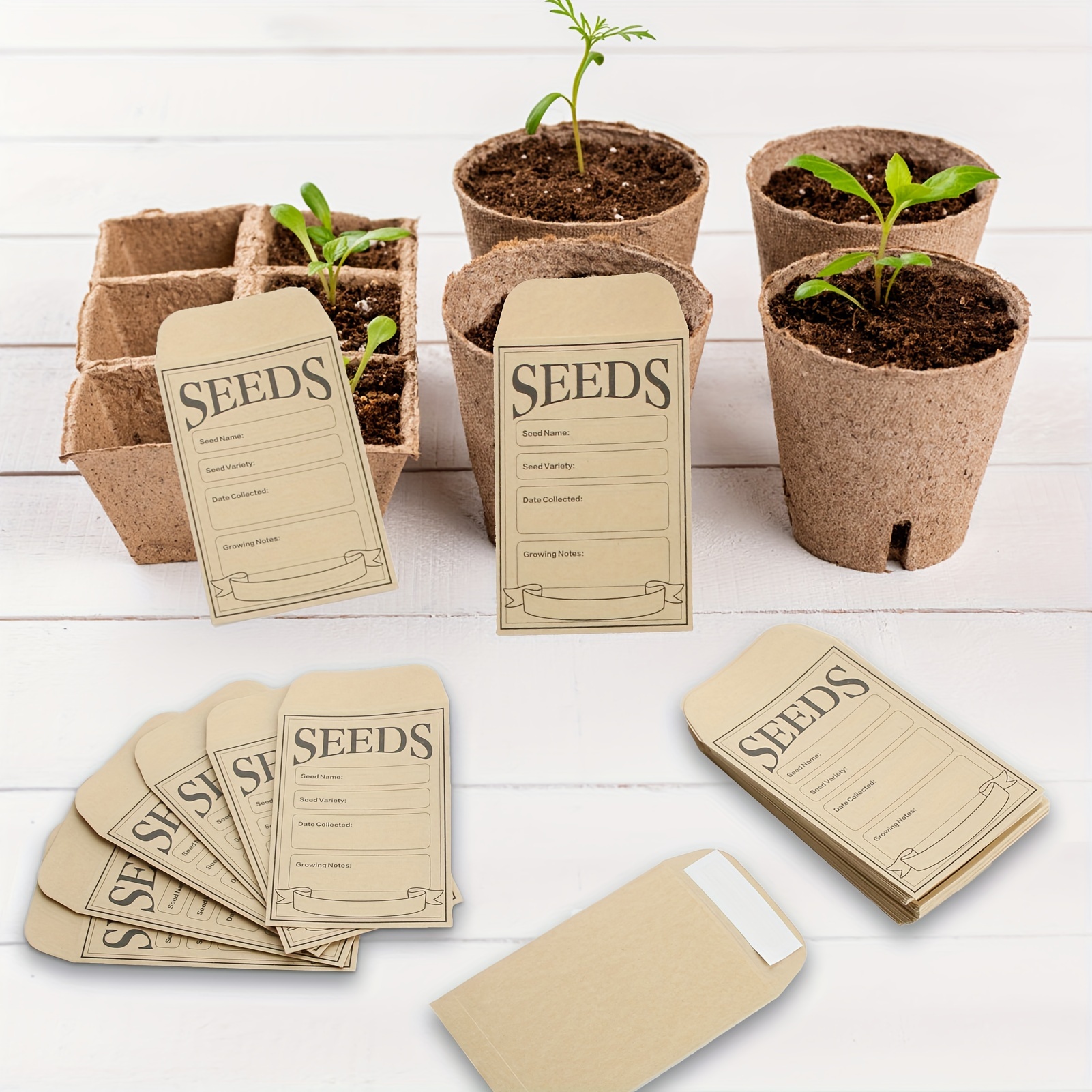 20pcs, Seed Envelopes, Resealable Seed Packets Envelope Self Adhesive  Sealing Seed Saving Envelopes Small Brown Paper Seed Storage Envelopes For  Colle