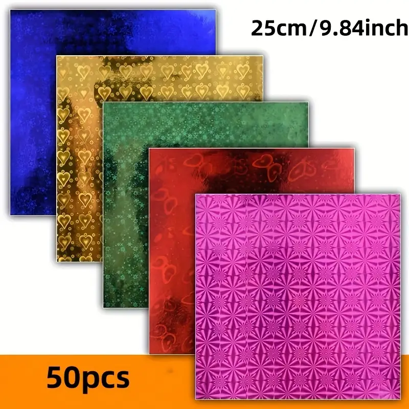 Shiny Origami Paper 5 Colors Square Laser Paper Origami - Temu