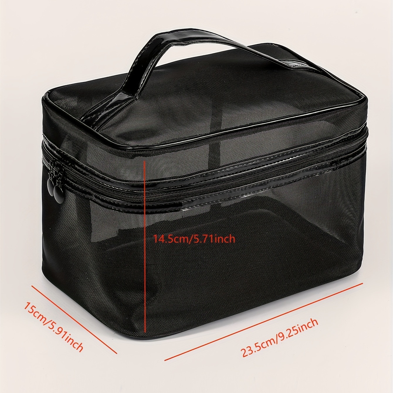Clear Mesh Square Makeup Bag With Handle Portable Cosmetic Bag