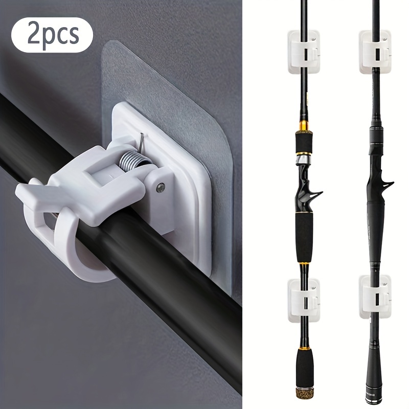 2pcs Punch-Free Fishing Rod Holder - Self-Adhesive Hook For Home Decor -  Perfect For Curtain Rods & More!