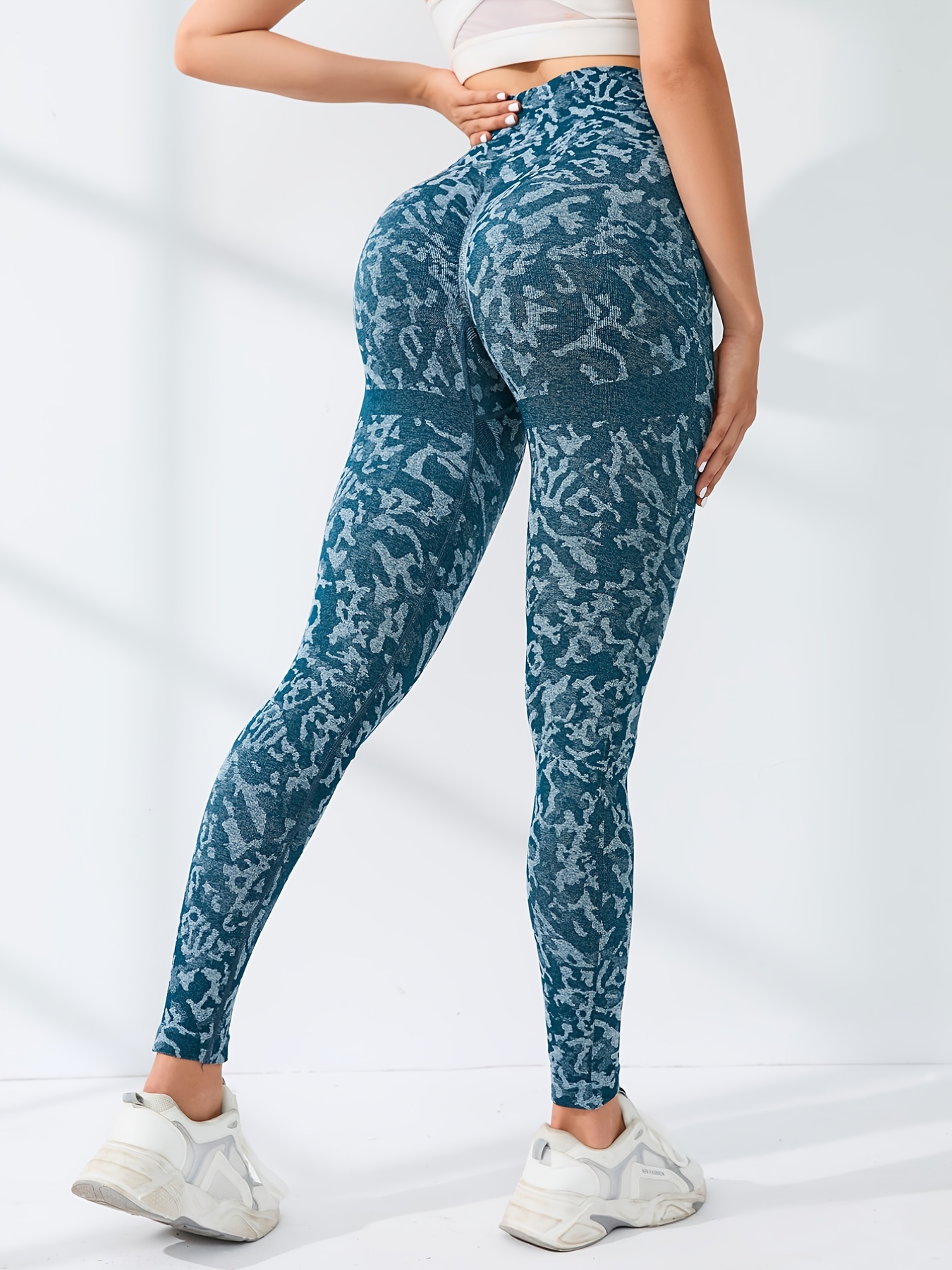 Women's Camouflage Pattern Yoga Leggings High Waist Slim - Temu