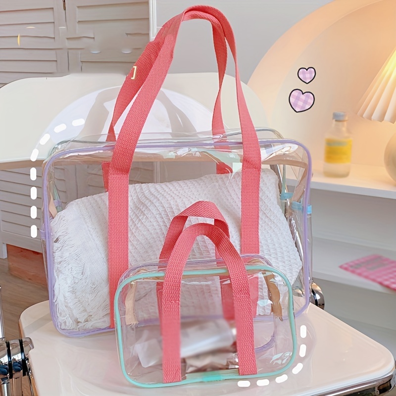 Bolsos transparentes de PVC para mujer, con cierre de cremallera