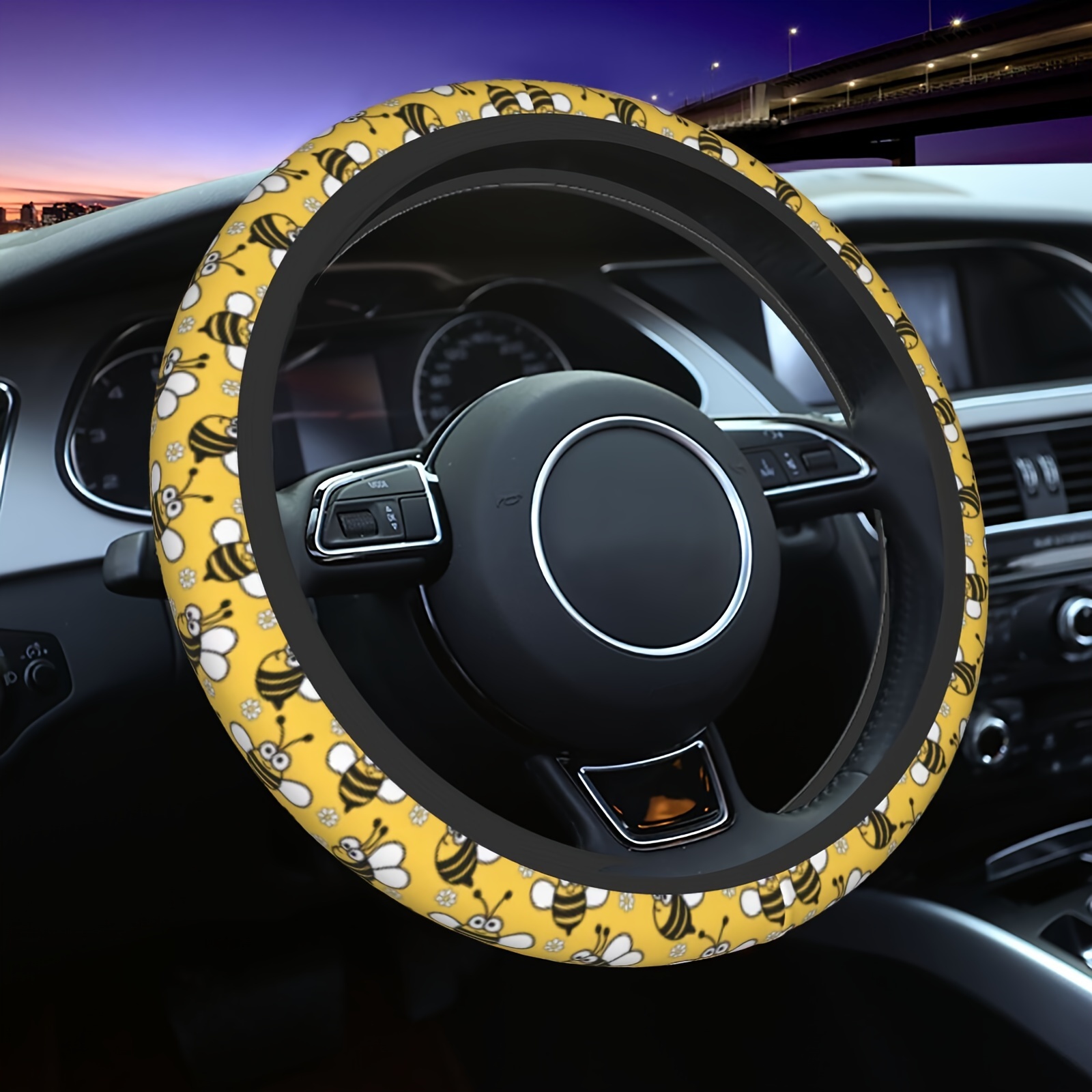 

Bee Auto Steering Wheel Covers, Steering Wheel Protection,- 15 Inch Universal Soft Anti Slip Cute Steering Wheel Covers Durable Car Accessories Decor