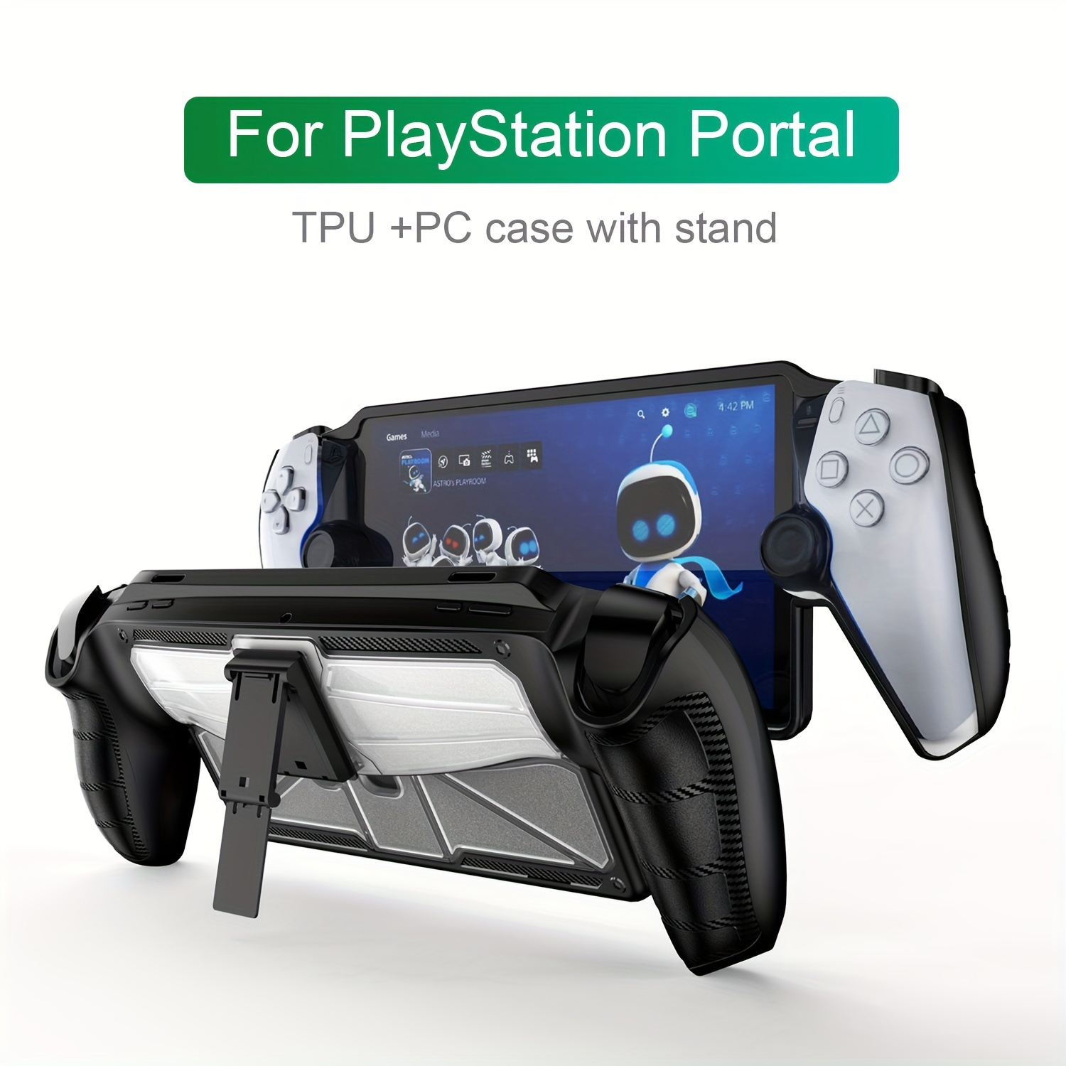 Funda protectora con cubierta de TPU Funda para consola de juegos con  soporte para PS5 Portal Blanco