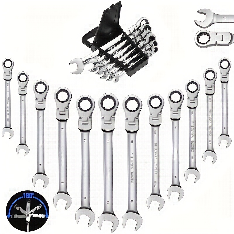 8 19mm Combination Ratchet Wrench With Flexible Head Dual Purpose