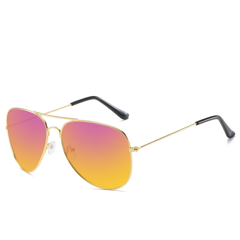 Trendy Pilot Sunglasses Women Men Fashion Unisex Double Bridge Vintage  Yellow Sun Glasses Female Oversized Gradient Lenses Glass