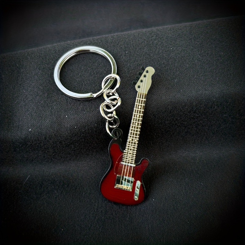 Stainless Steel Guitar Key Ring, Color Instrument Men's And