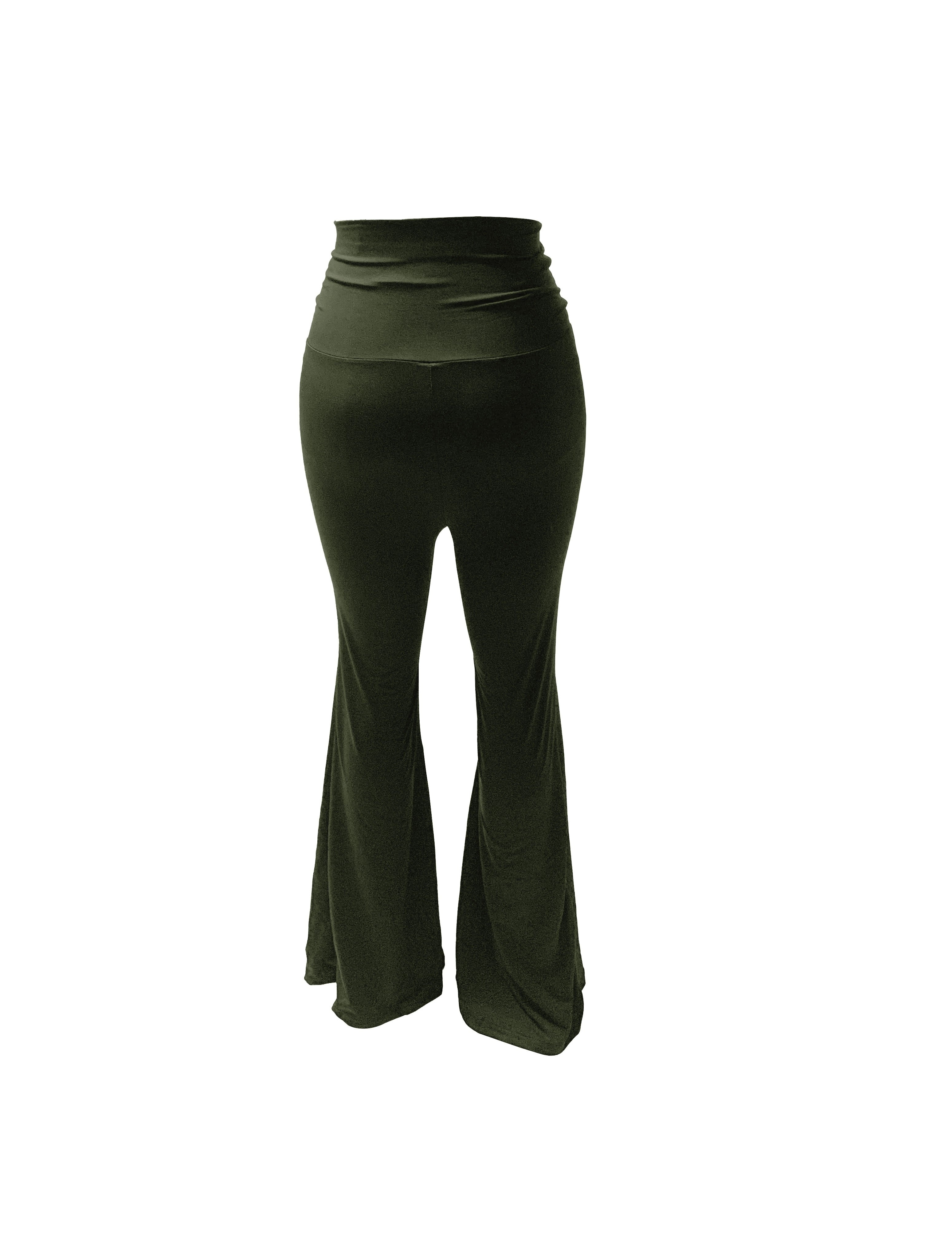 ARTSIM Women Y2K Flare Leggings Low Rise Fold Over Waist Yoga Pants,Wide  Leg Bell Bottom Leggings Joggers Sweatpants (Color : Black, Size : Large)  at  Women's Clothing store