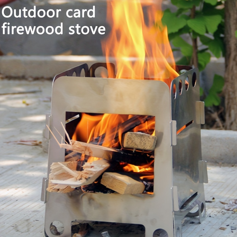 Portable Stainless Steel Firewood Stove For Camping Picnic - Temu