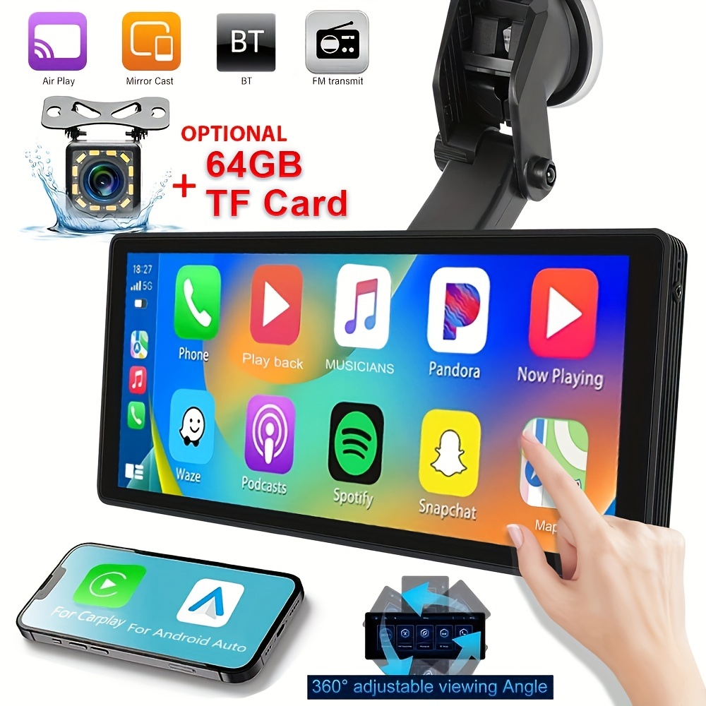 Apple CarPlay Android Auto Airplay Écran pour voiture Portable Dash Mount  Wireless Car Play Radio Stéréo 7 Pouces Full HD Écran tactile