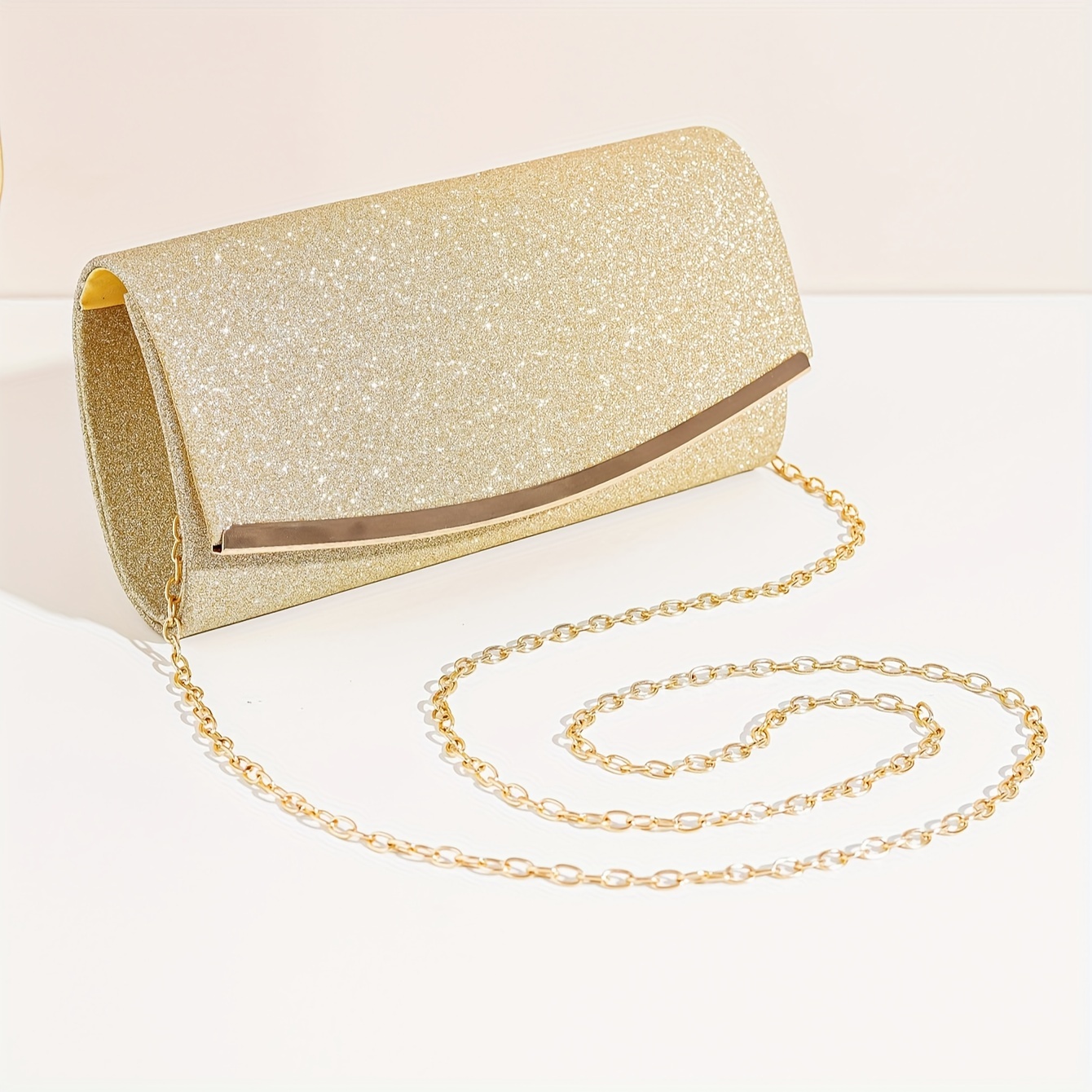 

Elegant Glitter Mini Evening Chain Bag, Women's Classic Flap Dinner Wallet For Wedding, Party Etc. For Carnaval
