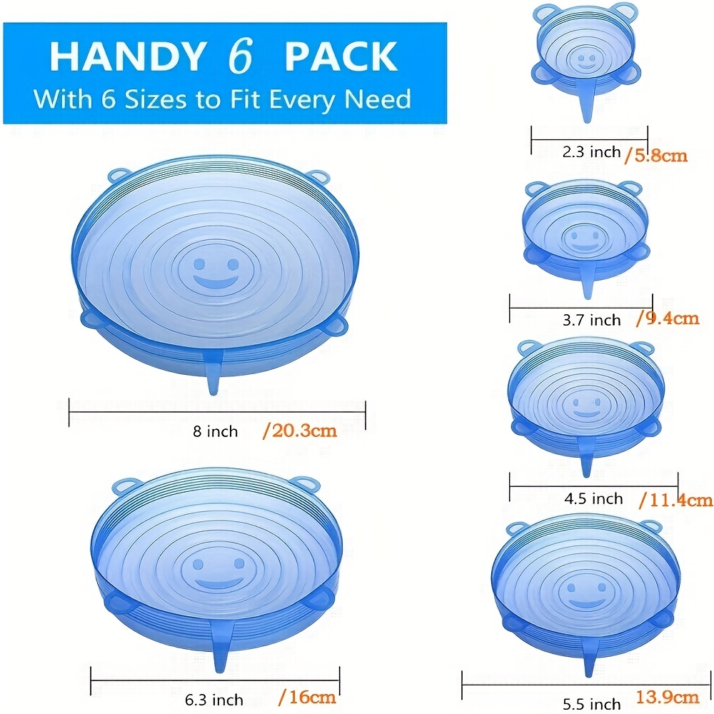 Pack de 6 couvercles extensibles et hermétiques en silicone
