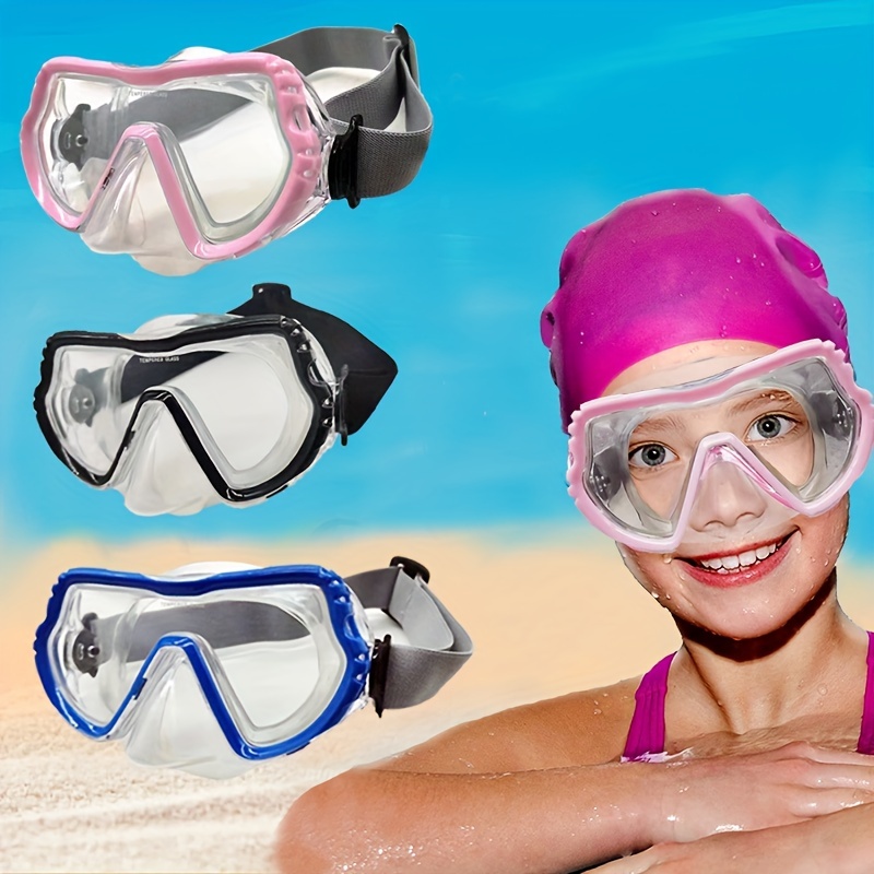 Lunettes de piscine Masque de plongée en apnée avec masque à 180 ° pour  enfants avec bouchons d'oreille en prime (vert S - M pour