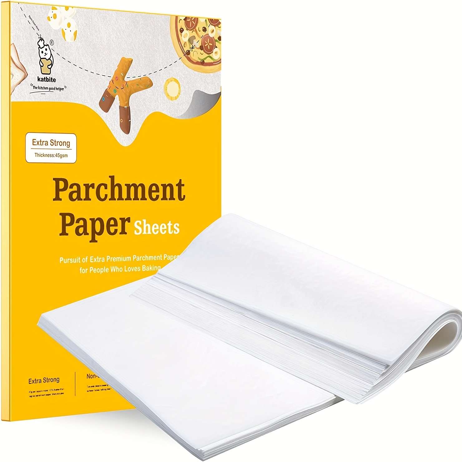 Katbite Parchment Paper Roll for Baking, 15 in x 210 ft 260 Sq.Ft, Heavy  Duty Baking Paper with Slide Cutter, Easy to Cut & Non-stick Cooking Paper