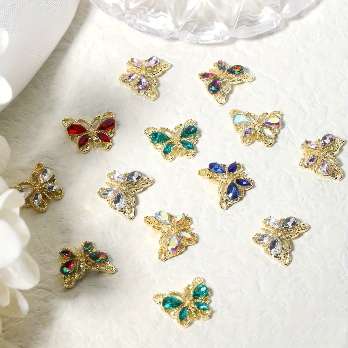 3d Butterfly Nail Charms Nails Butterflies Rhinestones Big Nail