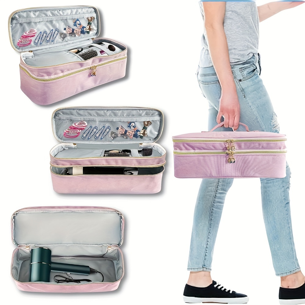 Double-Layer Travel Carrying Case For One-Step Hair Dryer/Volumizer/Styler, Water Resistant Storage Organizer Bag Compatible With Attachment