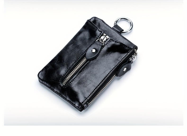 Men's Simple Key Holder Genuine Leather Keychain Coin Purse - Temu