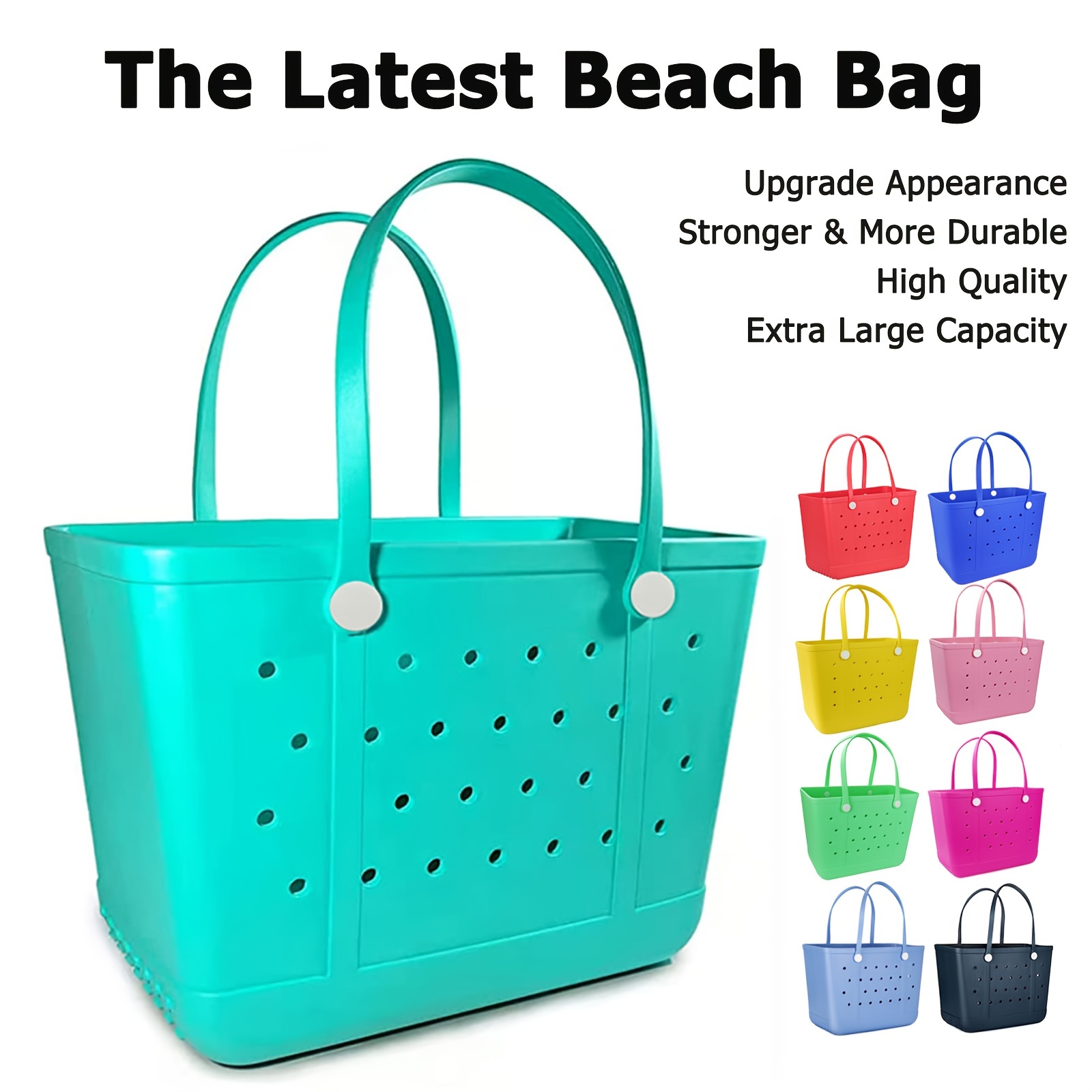  Beach Bag Rubber Tote Bag, Waterproof Washable Travel Bags for  Women Sandproof Durable Handbag Bag for Beach Day Pool Sports : Clothing