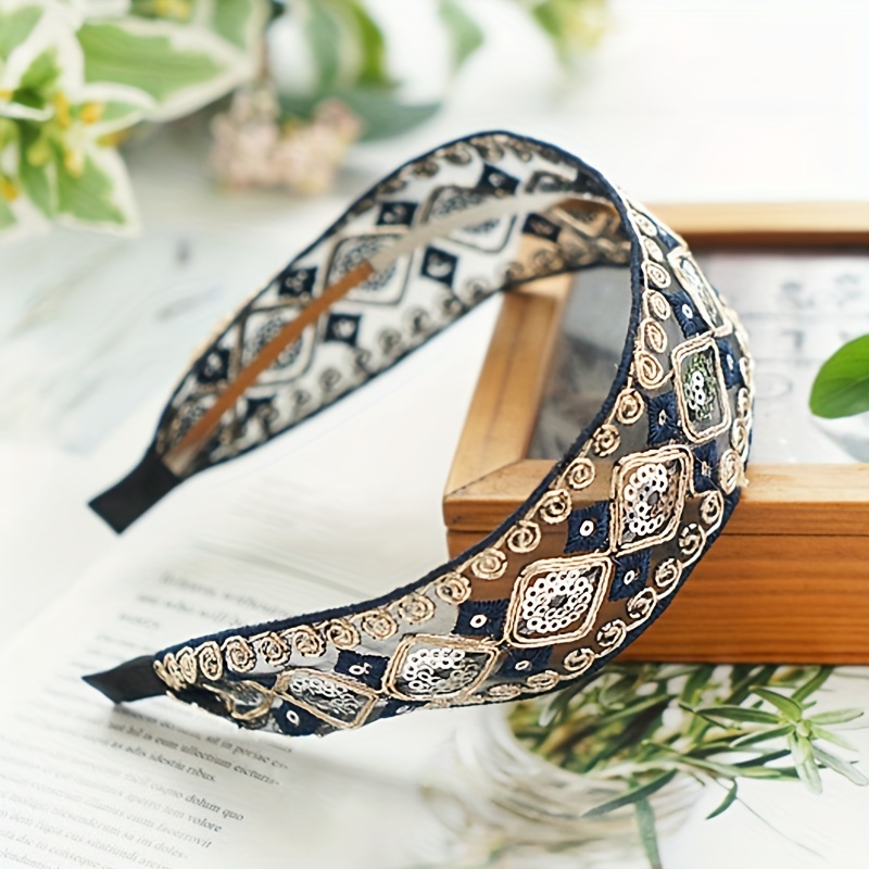 Boho Lace Sequin Headband Retro Style Hair Accessories Women