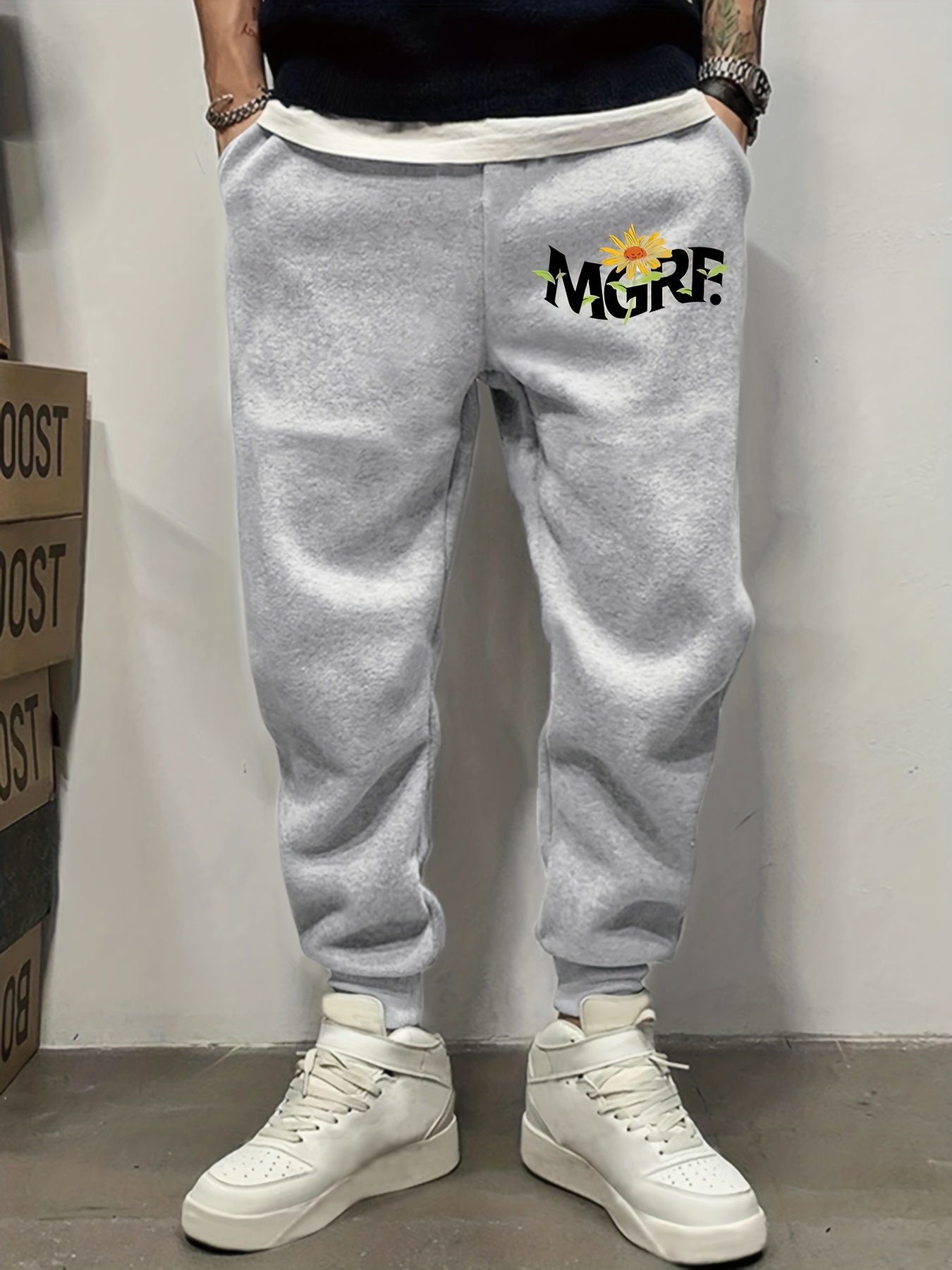 Stylish Letter Print Men's Sweatpants with Drawstring Jogger Pants