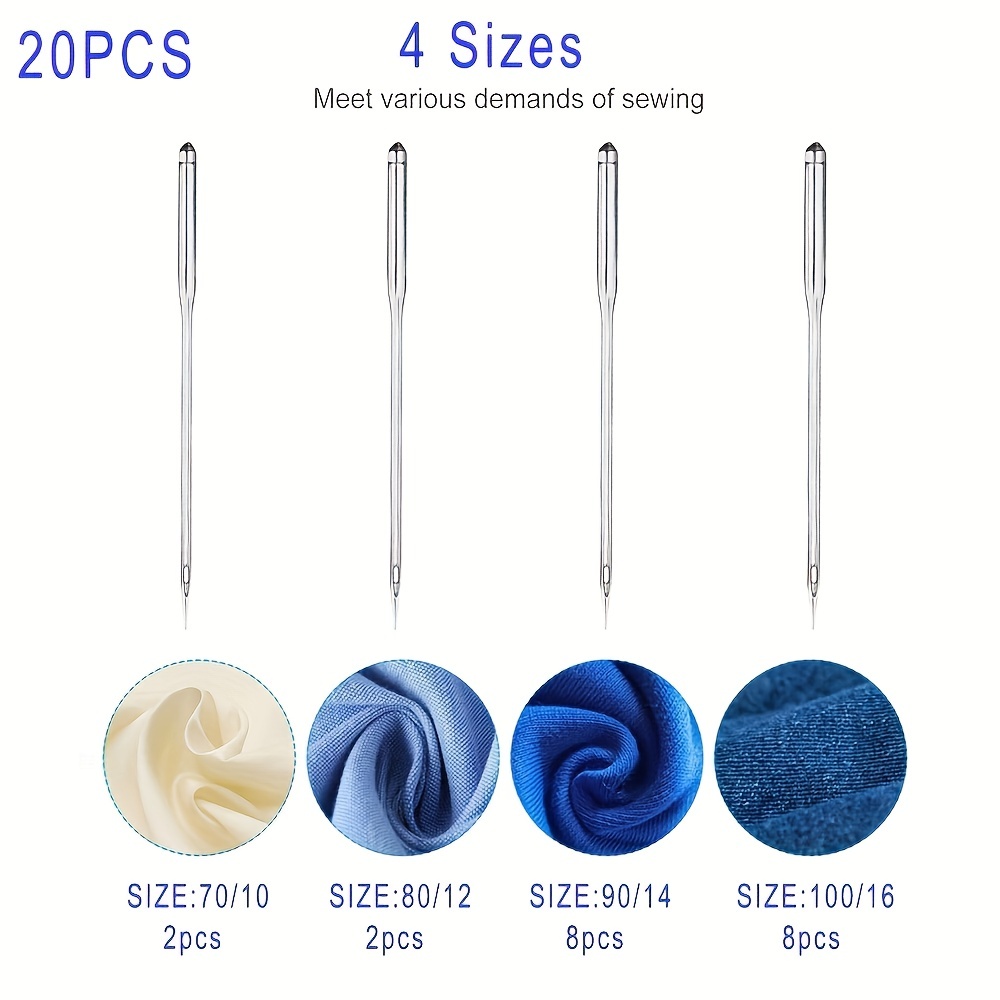 20Pcs Mixed Size Jeans Universal Sewing Machine Needles Domestic Stainless  Steel Sewing Needles for All Domestic