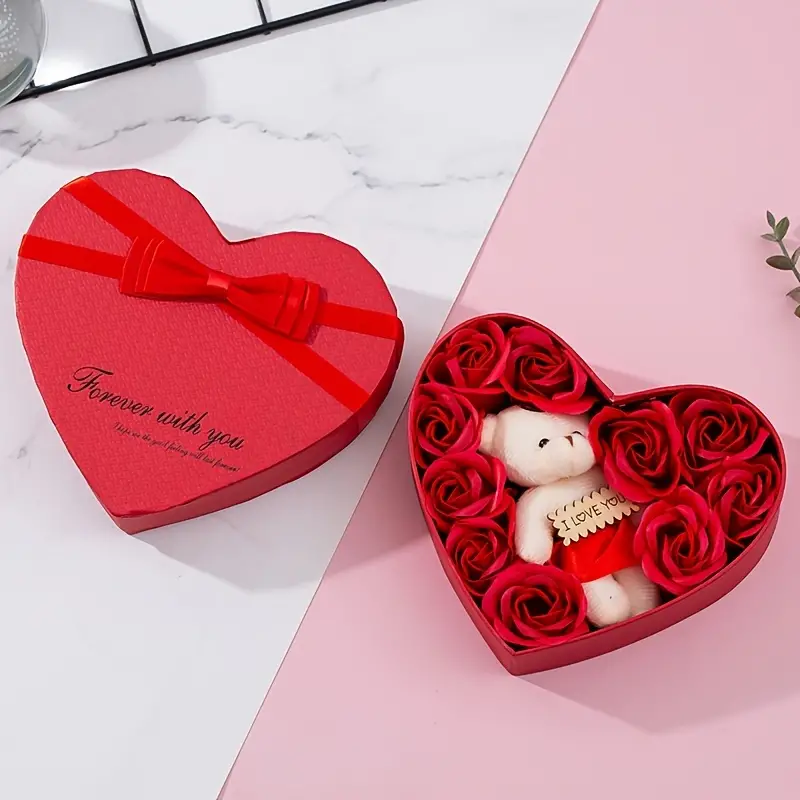 Bear Rose Gift Box Valentine's Day Birthday Gifts - Temu