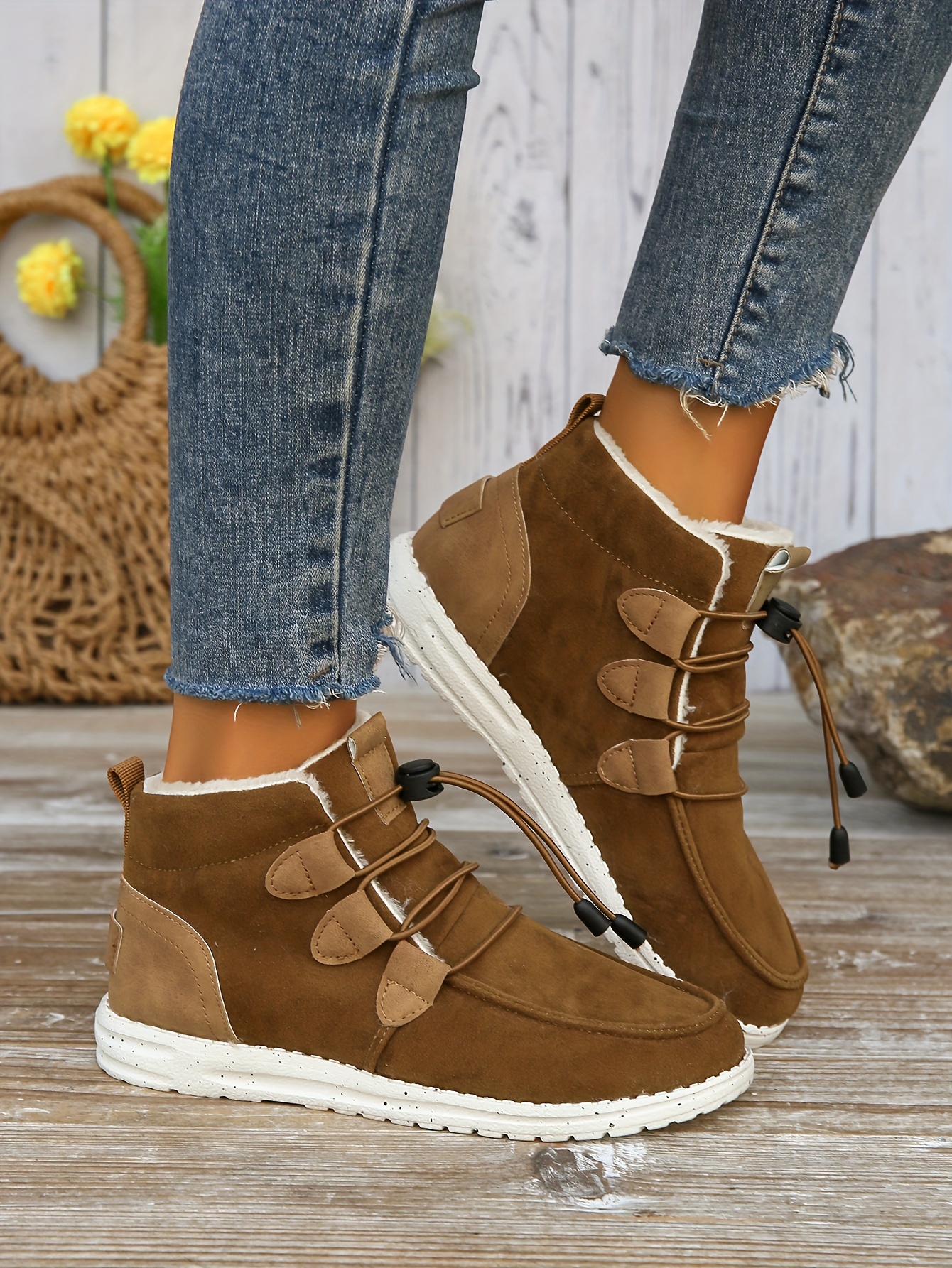Women's Flat Ankle Boots, Solid Color Lace Up Plush Lined Thermal Shoes,  Warm Soft Sole Short Boots - Temu