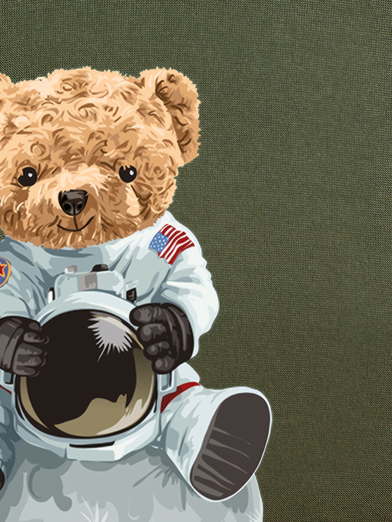 Cool Astronaut Bear Print Cute&cozy Fleece Hoodie For Kids Boys